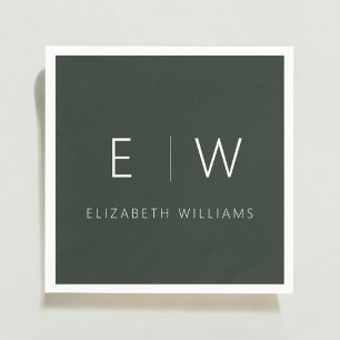 Donkergroen Elegant Modern Minimalistisch Zwart Wi Servet