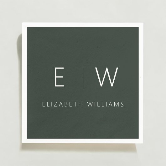 Donkergroen Elegant Modern Minimalistisch Zwart Wi Servet