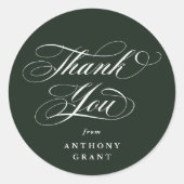Donkergroen Elegant Script Afstuderen Bedankt Ronde Sticker (Voorkant)