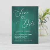 Donkergroen elegant script. Noodkalligrafie Save The Date (Staand voorkant)