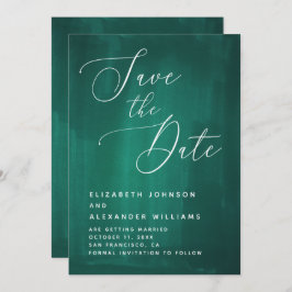 Donkergroen elegant script. Noodkalligrafie Save The Date