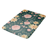 Donkergroen Elegant  Wildbloempatroon Badmat (Gekanteld)