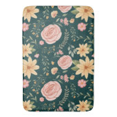 Donkergroen Elegant  Wildbloempatroon Badmat (Voorkant Verticaal)