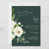 Donkergroen Elegant Wit Bloemen Vrijgezellenfeest Kaart (Voorkant)