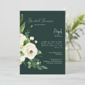 Donkergroen Elegant Wit Bloemen Vrijgezellenfeest Kaart (Staand voorkant)