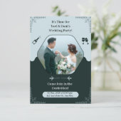 Donkergroen Elegante Uitnodiging voor het Huwelijk (Staand voorkant)