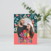 Donkergroen Elegante Vrolijke Kerstfoto Groet Briefkaart (Staand voorkant)