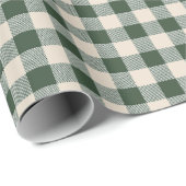 Donkergroen en beige buffels controleren Kerstmis Cadeaupapier (Rol Hoek)