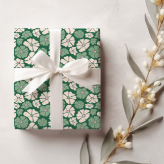 Donkergroen en crème wit Verjaardag Wrapping Papie Cadeaupapier