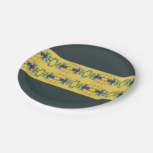 Donkergroen en geel papieren bordje (Gekanteld)