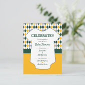 Donkergroen en gele argyle-Baby shower Briefkaart (Staand voorkant)