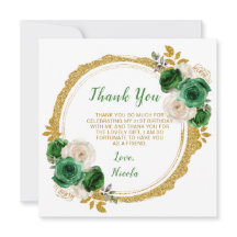 Donkergroen en goud Elegant Bloemen Verjaardagsfee