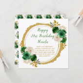 Donkergroen en goud Elegant Bloemen Verjaardagsfee Kaart (Voorkant / Achterkant in situ)
