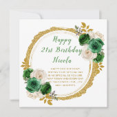 Donkergroen en goud Elegant Bloemen Verjaardagsfee Kaart (Voorkant)