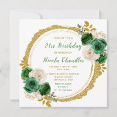 Donkergroen en goud Elegant Bloemen Verjaardagsfee Kaart (Voorkant)