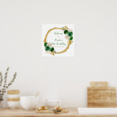 Donkergroen en goud Elegant Bloemen Verjaardagsfee Poster (Keuken)