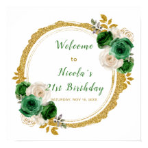 Donkergroen en goud Elegant Bloemen Verjaardagsfee