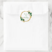 Donkergroen en goud Elegant Bloemen Verjaardagsfee Vierkante Sticker (Tas)