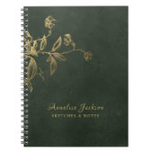 Donkergroen en goud elegant professioneel notitieboek (Voorkant)