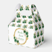 Donkergroen en goud Elegante Bloemen Sweet Sixteen Bedankdoosjes (Achterkant)