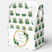 Donkergroen en goud Elegante Bloemen Sweet Sixteen Bedankdoosjes (Geopend)