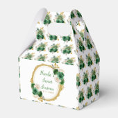 Donkergroen en goud Elegante Bloemen Sweet Sixteen Bedankdoosjes (Voorkant Zijde)