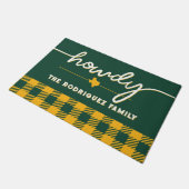 Donkergroen en goud Howdy Buffalo Plaid Deurmat (Schuin)