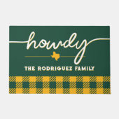 Donkergroen en goud Howdy Buffalo Plaid Deurmat (Voorkant)