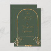 Donkergroen en gouden bruiloft RSVP invoegen (Voorkant / Achterkant)