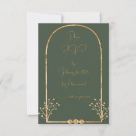 Donkergroen en gouden bruiloft RSVP invoegen