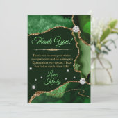 Donkergroen en gouden faux Glitter Agate Quinceañe Bedankkaart (Staand voorkant)