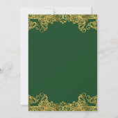 Donkergroen en gouden kant Elegant Wedding Kaart (Achterkant)