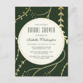 Donkergroen en goudhoudend Vrijgezellenfeest Uitnodiging Briefkaart (Voorkant)