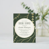 Donkergroen en goudhoudend Vrijgezellenfeest Uitnodiging Briefkaart (Staand voorkant)