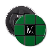 Donkergroen en grijs aangepast, eenmalig Initiaal  Button Flesopener (Voorkant)