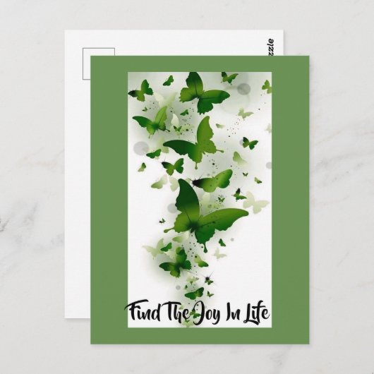 Donkergroen en grijze boter briefkaart (Voorkant / Achterkant)