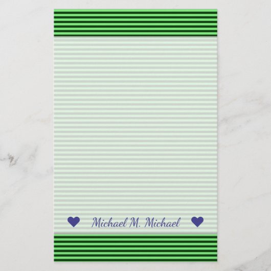 Donkergroen en licht groen Stripes/lijnpatroon Briefpapier (Voorkant)