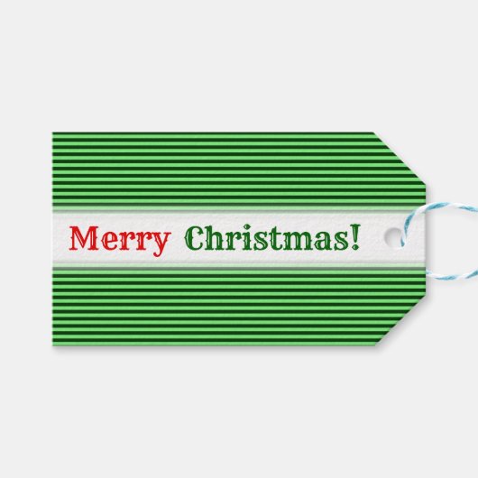 Donkergroen en licht groen Stripes/lijnpatroon Cadeaulabel (Voorkant (Horizontaal))
