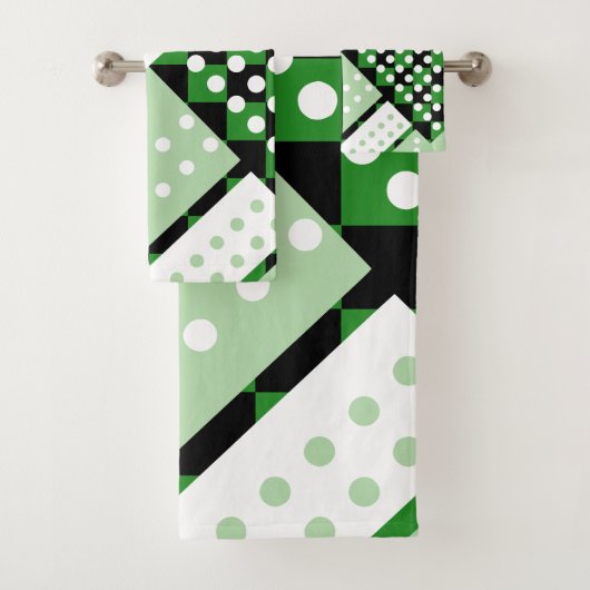 Donkergroen en lichtgroen geruit bad handdoek (Insitu)