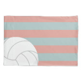 Donkergroen en Melon roze volleyball strips Kussensloop (Achterkant)