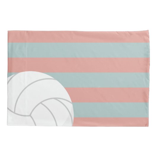Donkergroen en Melon roze volleyball strips Kussensloop (Achterkant)