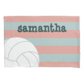 Donkergroen en Melon roze volleyball strips Kussensloop (Voorkant)