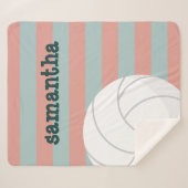 Donkergroen en Melon roze volleyball strips Sherpa Deken (Voorkant (horizontaal))