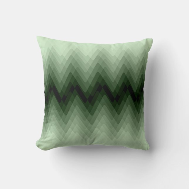 Donkergroen en mint zigzag. kussen (Voorkant)