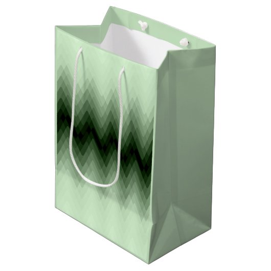 Donkergroen en mint zigzag. Worpkussen Medium Cadeauzakje (Voorkant Gekanteld)