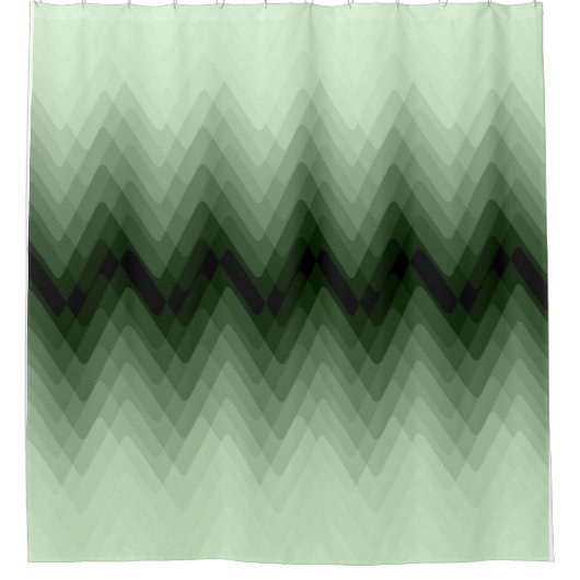 Donkergroen en nertzigzag. douchegordijn (Voorkant)