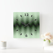 Donkergroen en nertzigzag. vierkante klok (Huis)