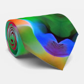 Donkergroen en rood reliëf en diepte stropdas (Opgerold)