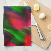 Donkergroen en rood reliëf en diepte theedoek (Quarter Fold)