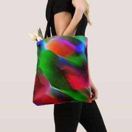 Donkergroen en rood reliëf en diepte tote bag